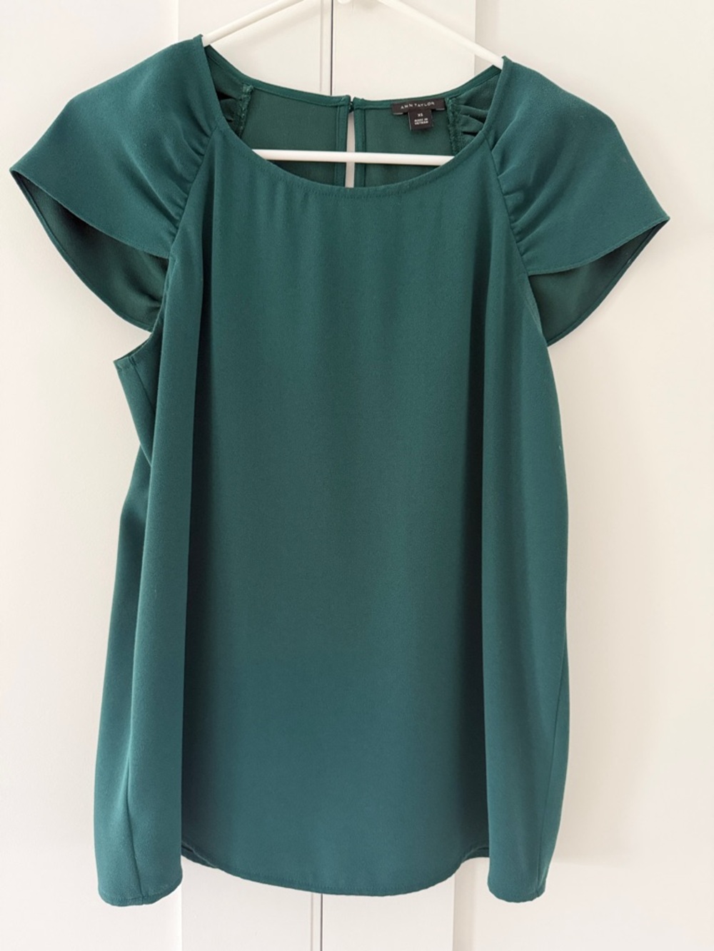 Ann Taylor Forest Green Cap-Sleeve Blouse